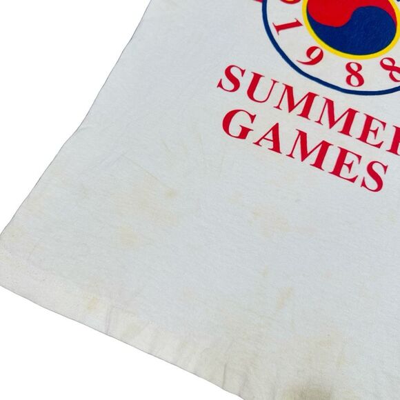 Vintage Fruit of the Loom 1988 Summer Games Korea Crew Neck Tee - Size Medium - Picture 9 of 11